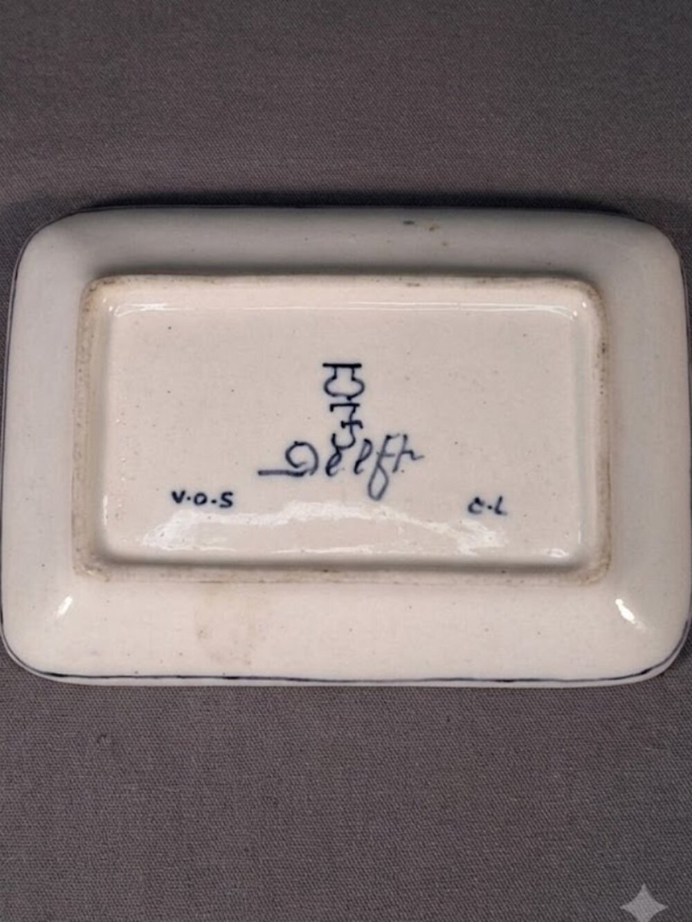 Vt'g 1967 Royal Delft Hand Painted Blue Floral Rectangular Ceramic Trinket Tray - Picture 4 of 5